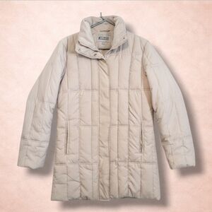 Tower by London Fog Quilted Puffer Coat Beige Down Blend Women’s Small
